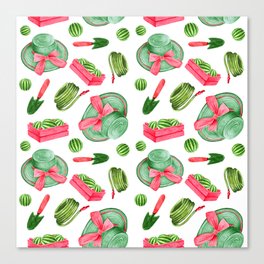 Watermelon Fruit Gardening Pattern Canvas Print