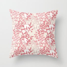 Pink Leaves Throw Pillow