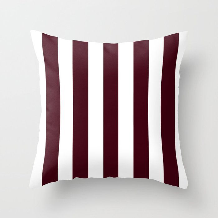 Chocolate Brown Solid Color White Vertical Lines Pattern Throw