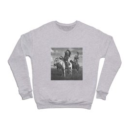 Sioux Native American First Nation Chiefs on the plains black and white photograph  Crewneck Sweatshirt