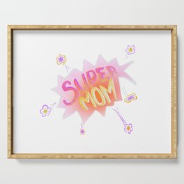 Super Mom Neon Colorful Hand lettering Serving Tray