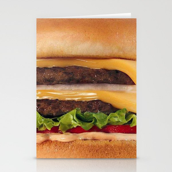 Hamburger - Double Double Cheeseburger,  with lettuce and Onions Stationery Cards