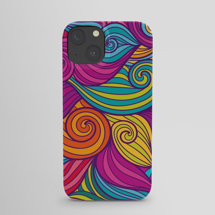 Vivid Whimsical Jewel Tone Retro Wave Print Pattern iPhone Case