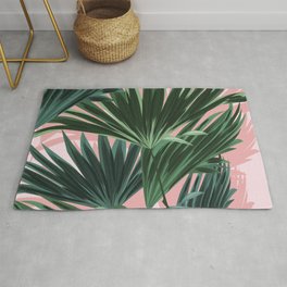 Pink and green palm trees Rug