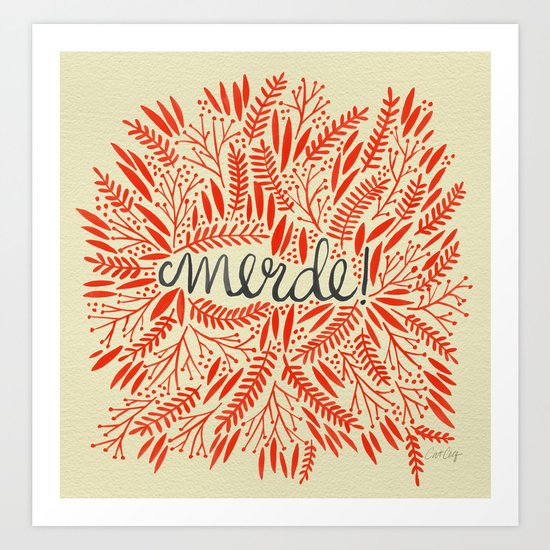 Pardon My French – Red on Cream Art Print
