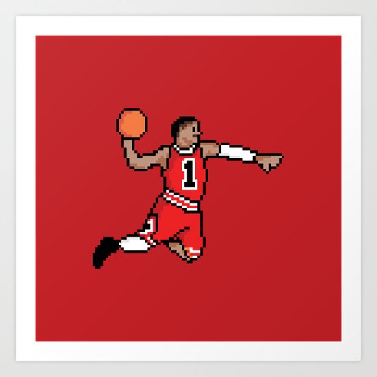 8-Bit: Derrick Rose Art Print