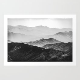 Glimpse - Black and White Mountains Landscape Nature Photography Art Print