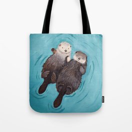 Otterly Romantic - Otters Holding Hands Tote Bag