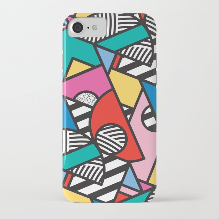 colorful memphis modern geometric shapes iphone case