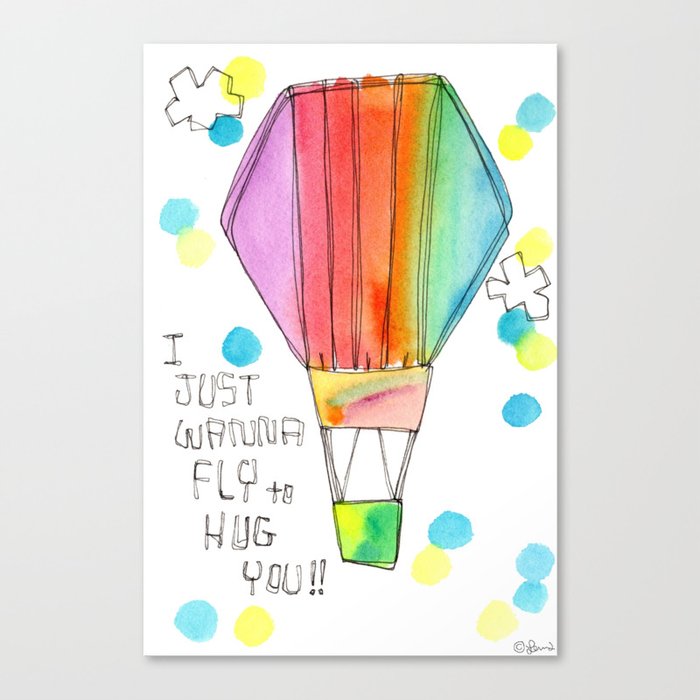 Just Wanna Fly Hot Air Balloon Illustration Nursery Decor Kids