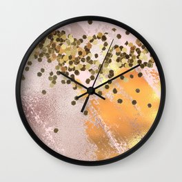 Smooth Rose Gold Glitter On Pink Background Wall Clock