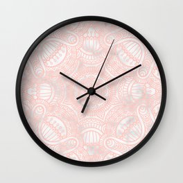 Marble Pink Ethnic Mandala Pattern Wall Clock