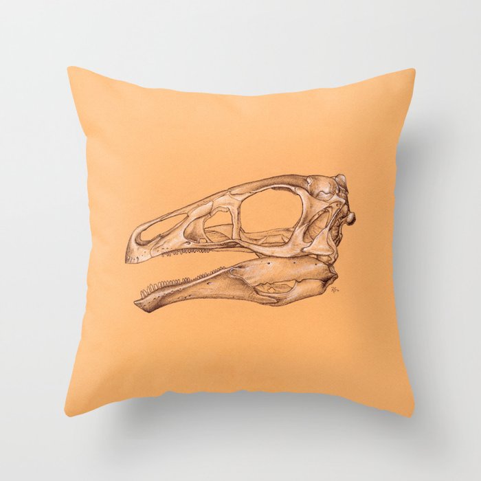 Erlikosaurus Skull Throw Pillow
