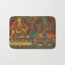 The White Tara and The Green Tara Bath Mat | Meditation, Other, Vajrayana, Buddhism, Digital, Thangka, Spirituality, Painting, Mantra, Tara 
