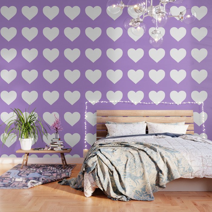 Heart (White & Lavender) Wallpaper