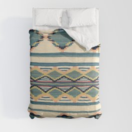 Green Striped Southwest Navajo Saddle Blanket Comforter