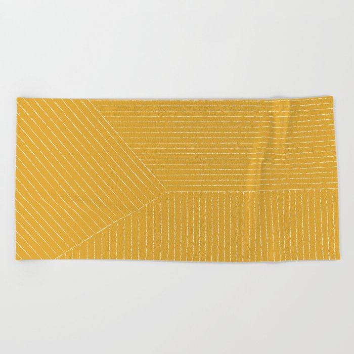 Lines (Mustard Yellow) Beach Towel