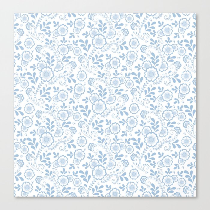 Pale Blue Eastern Floral Pattern Canvas Print