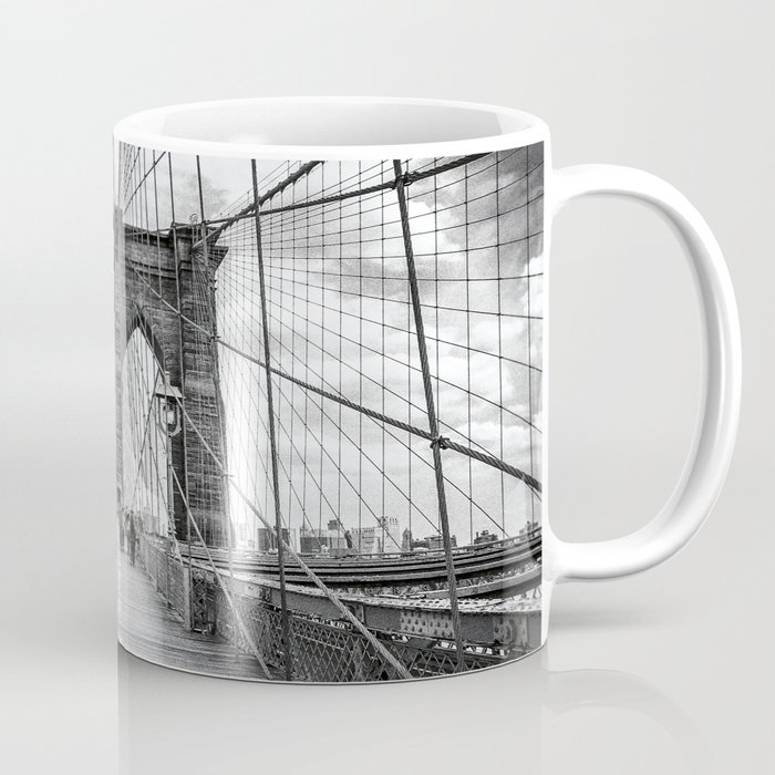 Brooklyn Bridge, New York City (rustic black & white) Coffee Mug