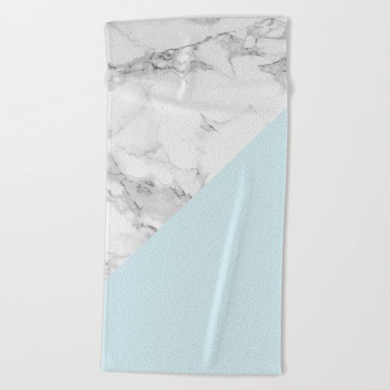 Marble + Pastel Blue Beach Towel