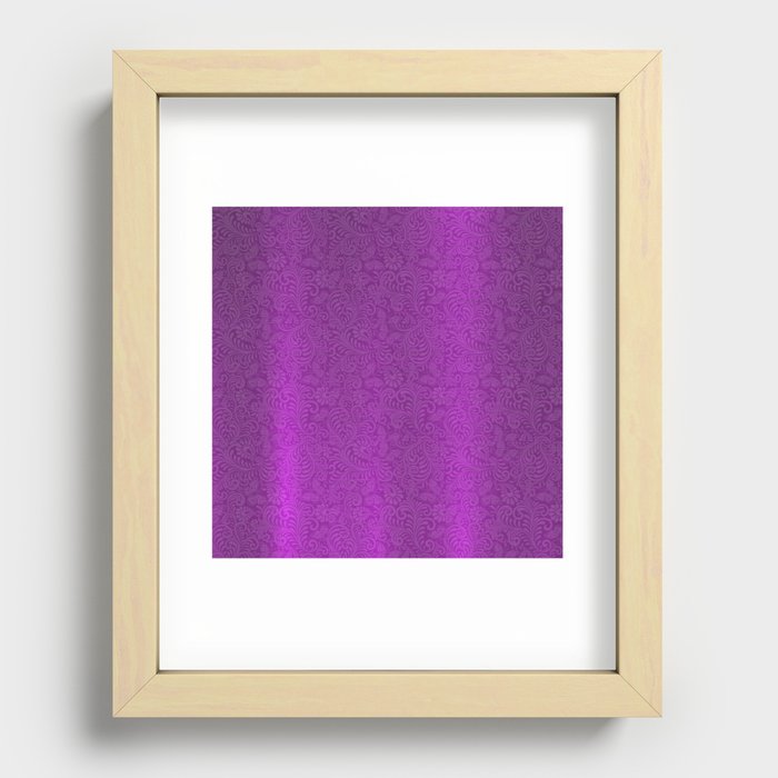 Purple Silk Metallic Floral Modern Collection Recessed Framed Print