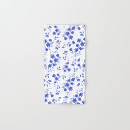 Delft/Chinoiserie Inspired Blue Floral Pattern Hand & Bath Towel