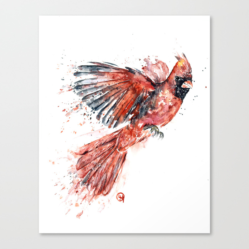 Cardinal Abstract Watercolor Painting Art Print by Artist DJ Rogers