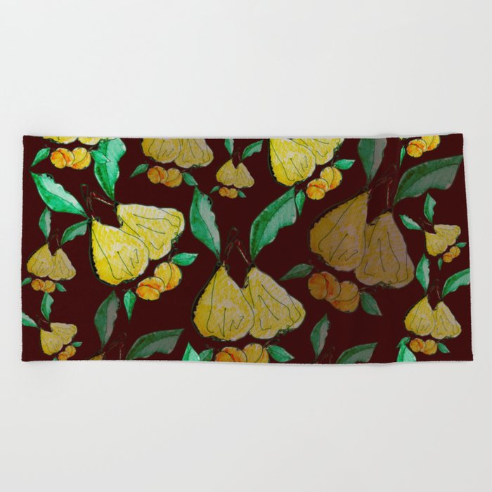 Pears and apricots pattern  Beach Towel
