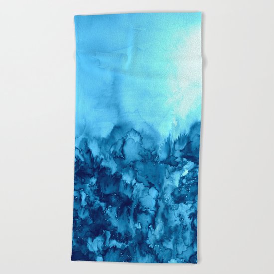 INTO ETERNITY, TURQUOISE Colorful Aqua Blue Watercolor Painting Abstract Art Floral Landscape Nature Beach Towel