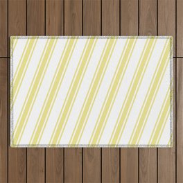 [ Thumbnail: White & Tan Colored Lines/Stripes Pattern Outdoor Rug ]