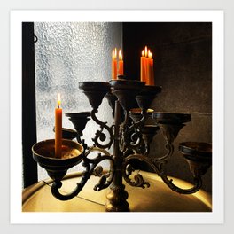 Flickering Flame Art Print | Digital, Color, Flames, Candelabra, Inmemory, Medieval, Photo, Candles 