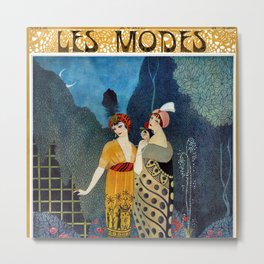 Les Modes, Art Deco Women in Poiret Evening Wear Roaring Twenties portrait painting - George Barbier Metal Print