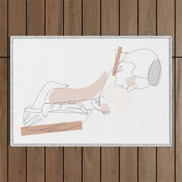 Couple Love Line Art Drawing Outdoor Rug