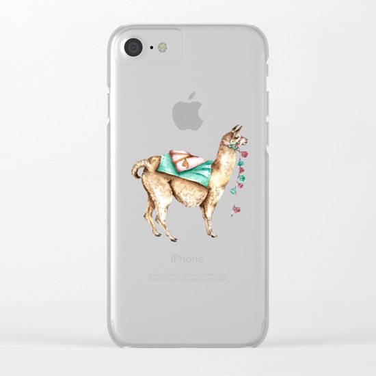 Watercolor Llama Clear iPhone Case