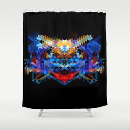 Red Beast Crowned in Blue Shower Curtain