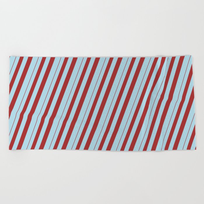 Brown and Light Blue Colored Striped/Lined Pattern Beach Towel