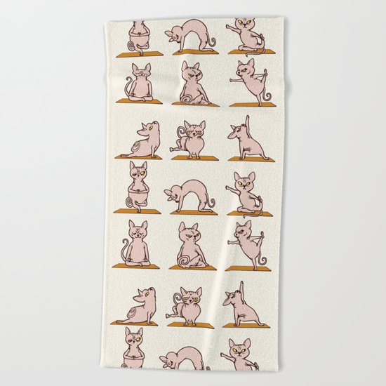 Sphynx Cat Yoga Beach Towel
