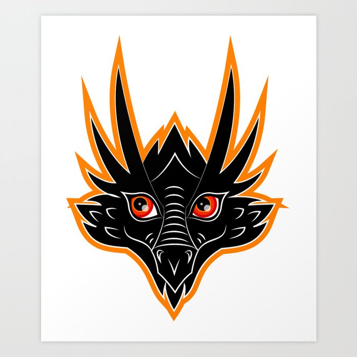 Smiling Dragon Face Design Art Print By Mydragonzeatyou Society6
