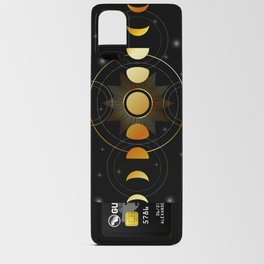 Celestial Moon phases stars and galaxy in gold Android Card Case