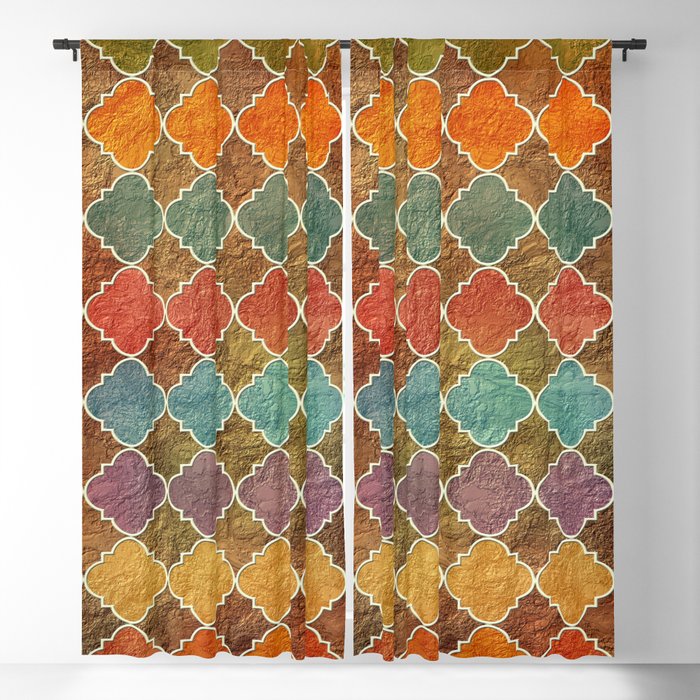 Colorful Texturised Quatrefoil Pattern Blackout Curtain