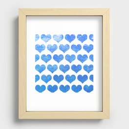 Raining Blue Hearts Recessed Framed Print