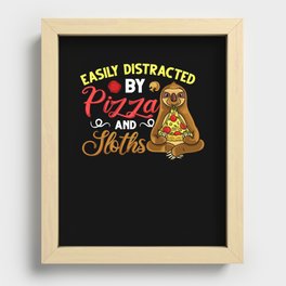 Sloth Eating Pizza Delivery Pizzeria Italian Recessed Framed Print
