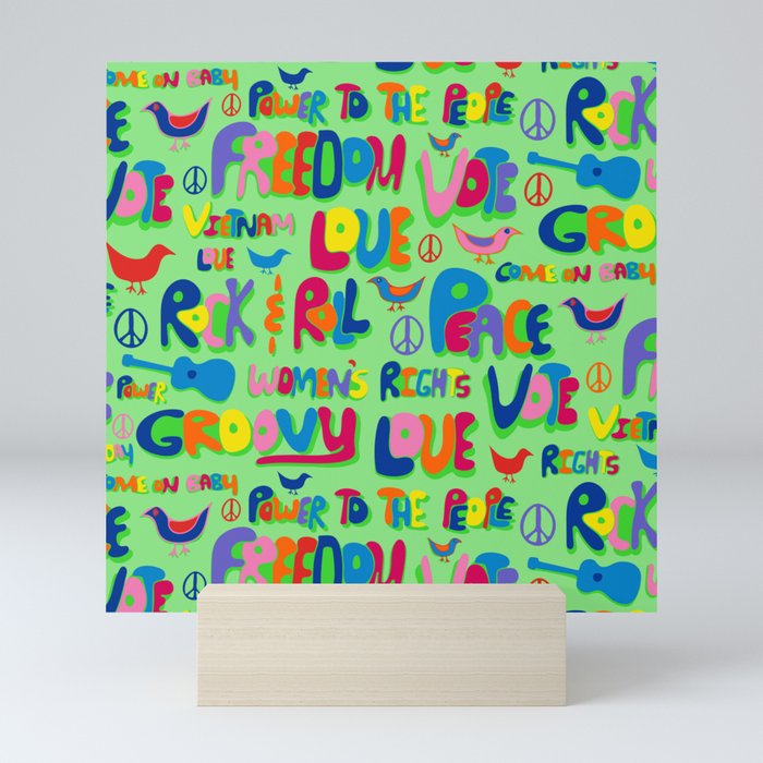 Peace Freedom Love - 1960s Word Power Mini Art Print