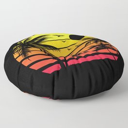 Palm Trees Retro Vintage Sunset Floor Pillow