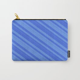 [ Thumbnail: Cornflower Blue & Royal Blue Colored Lined/Striped Pattern Carry-All Pouch ]