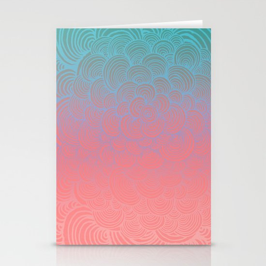 Ombre Clam Shells - Mint, Peach, Purple and Pink Stationery Cards