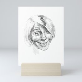 Tove Jansson Mini Art Print | Drawing, Illustration, Author, Moomintroll, Black and White, Writer, Face, Female, Realism, Graphite 