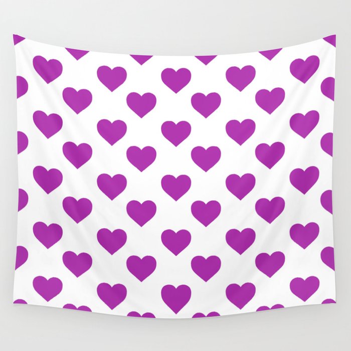 Hearts (Purple & White Pattern) Wall Tapestry