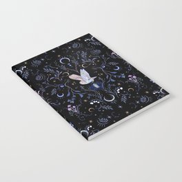 Moonlight Owl Notebook | Magic, Magical, Owl, Mystical, Flowers, Dark, Botanical, Watercolor, Nature, Crescentmoon 