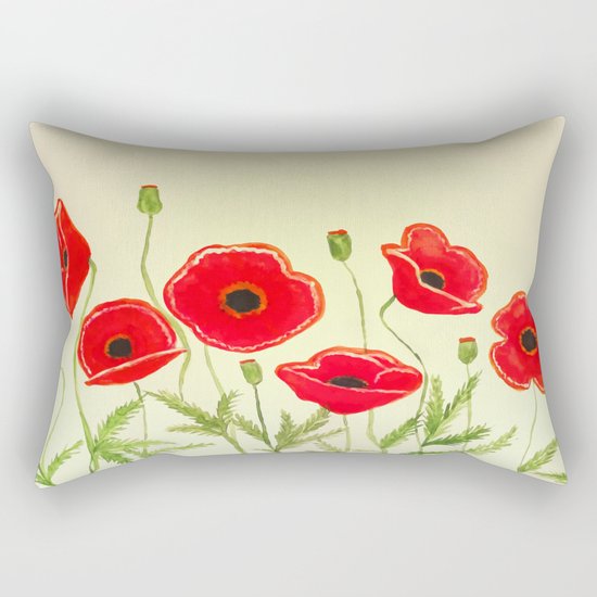 Watercolor poppies Rectangular Pillow